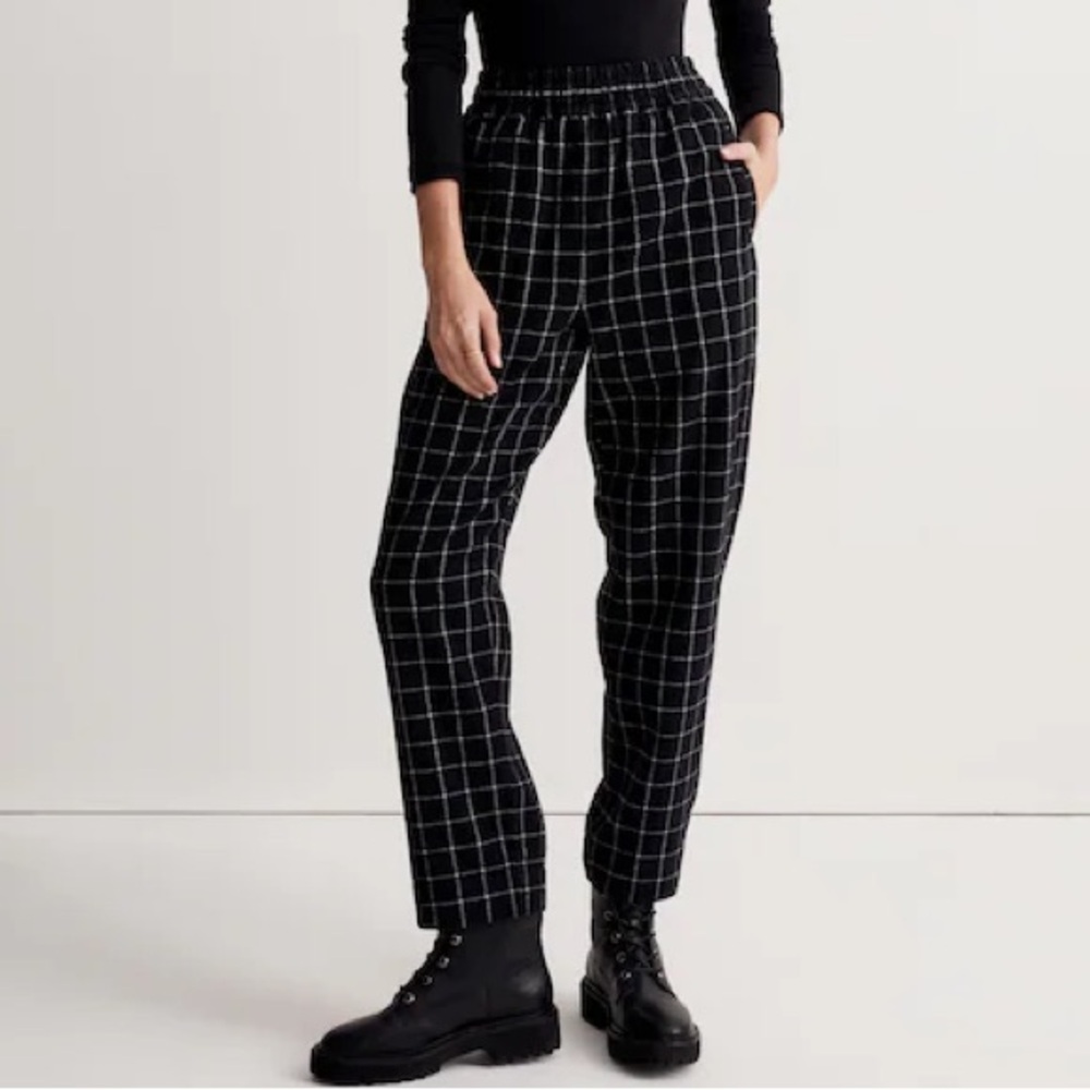 Madewell Pull-On Tapered Pants in Plaid 100% Cotton